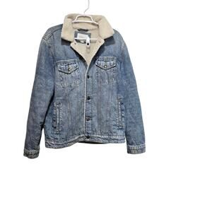 Aéropostale Light Wash Sherpa Denim Jacket Size Large